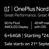 OnePlus Nord 6GB + 64GB版本将于9月21日在印度发售